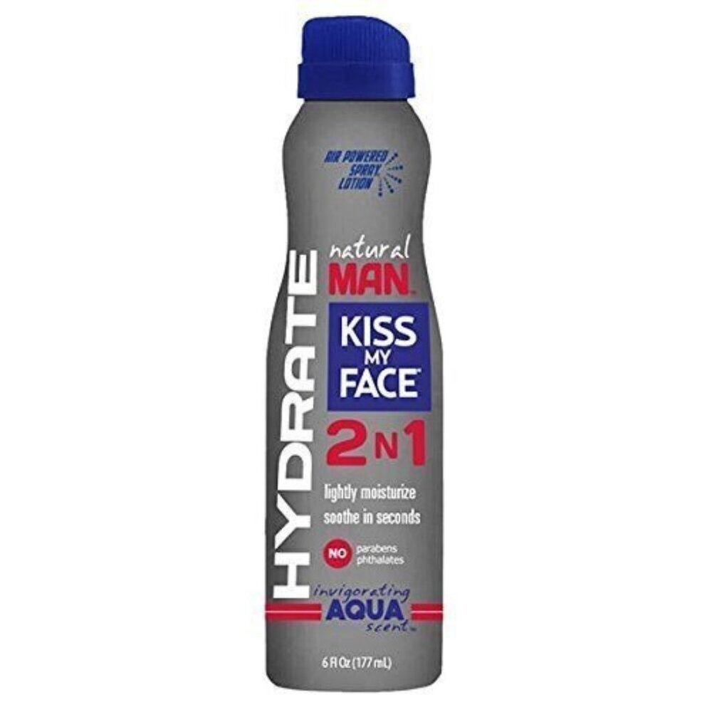 Kiss My Face Natural Man Body Lotion Spray, Invigorating Aqua, 6 Fluid Ounce